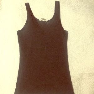 Dark gray fitted tank top under shirt